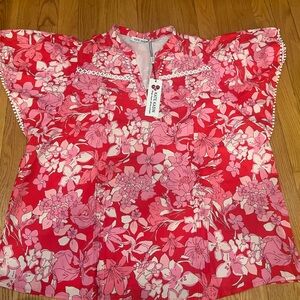 Flower  Red and Pink Floral Top